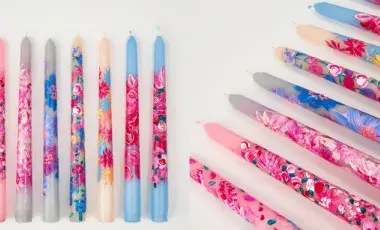 Colorful decorated taper candles.