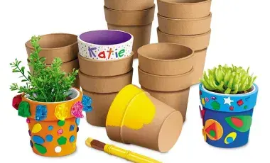 Decorative collage craft planters stacked