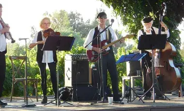 Klezmer band performing in a park