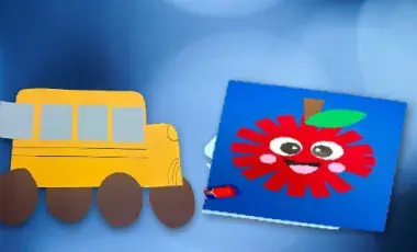 A paper bus and apple craft