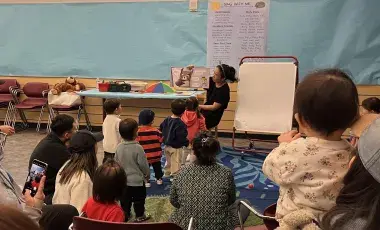 Children listening to a story.