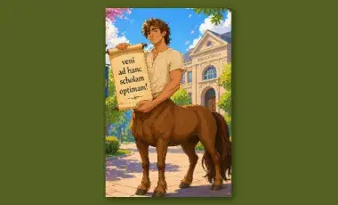 Centaur holding a Latin scroll.