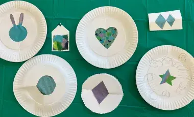 Light Catchers made with paper plates and tissue paper.