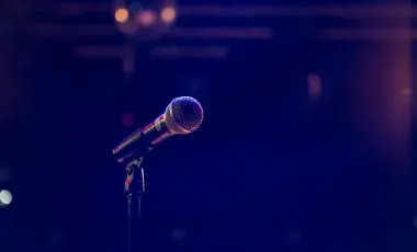 Microphone stand on stage.