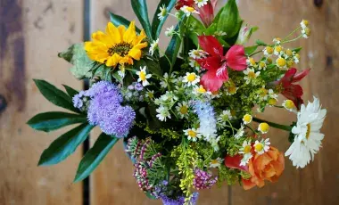 A bouquet of flowers in vibrant colors