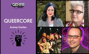 Panelists for Queercore and the cover of the book.
