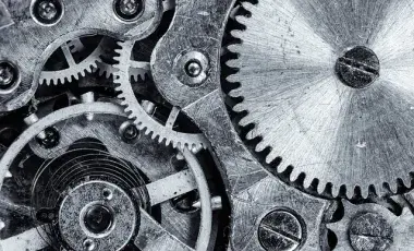Mechanical gears shown close up