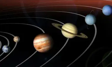 planets in the solar system on a black background 