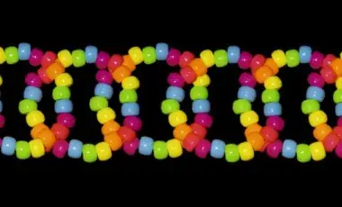 Beaded rainbow bracelets on a black background.