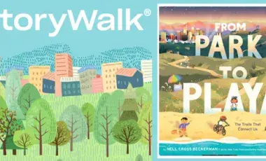 storywalk city and park landscape and Park to Playa book cover