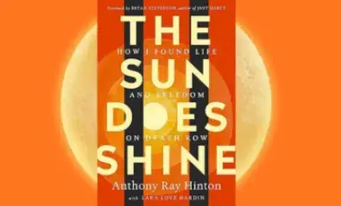 Cover of the book The Sun Does Shine with image of the sun behind on an orange background