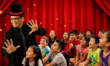 Magician with kids