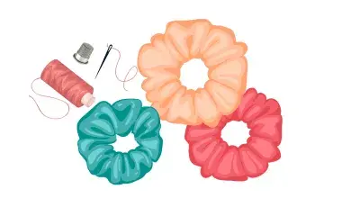 sewing supplies and scrunchies illustration 