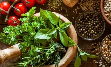 Herbs, spices, and tomatoes