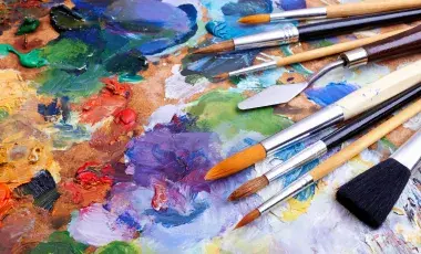 Paint and paintbrushes.