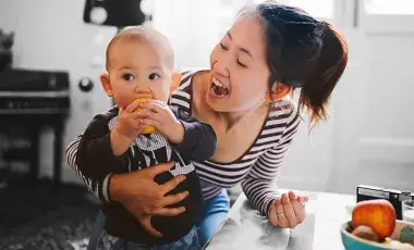 Mother holding baby
