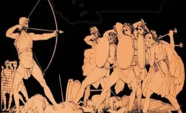 book cover of The Odyssey featuring illustration of person with bow and arrow