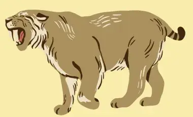 saber toothed cat with jaws open