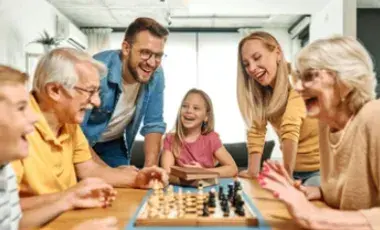  A family playing a game together.