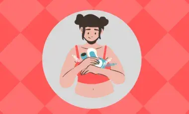 cartoon girl holding menstrual products