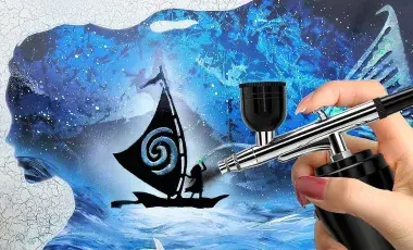 Airbrush tool painting ocean scene