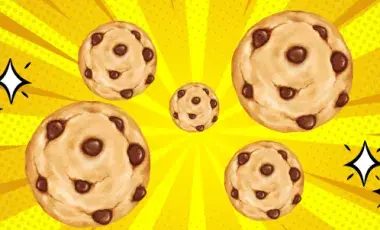 Flying cookies against a yellow background