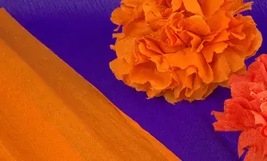 Cempasuchil flower made of tissue, Mexican flower of the day of the dead