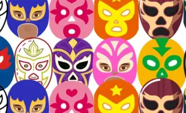 Picture shows lucha libre masks of all colors