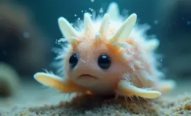 A small ocean creature sits at the bottom of a tide pool