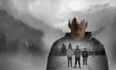 Silhouette of a teen with 3 teens in the same outline 