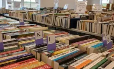 books spread out on tables