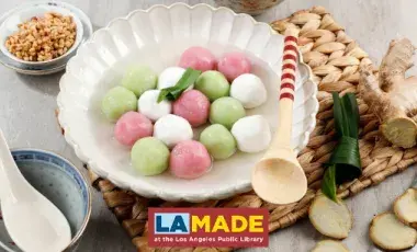 A bowl of multicolor dumplings
