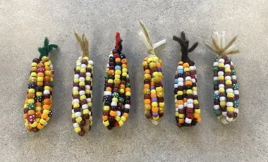 Colorful craft corn made out of color beads and pipe cleaners