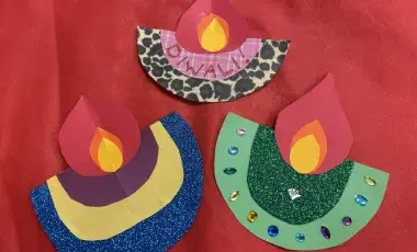 Three diwali paper lamp crafts.