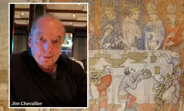 Jim Chevalier and a midieval painting