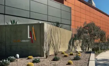 Exterior view of a the LA Law library building 