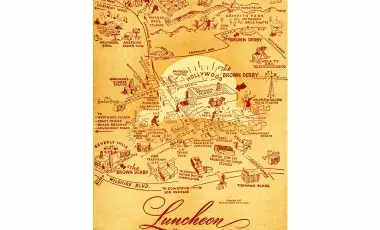 historic menu with map of LA 