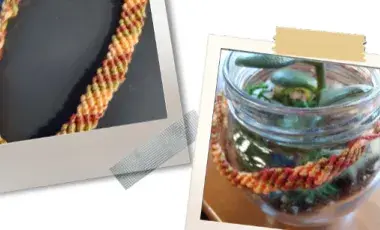 two snapshots of a woven bracelet