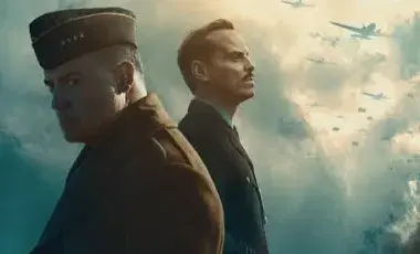 Two men with clouds in background