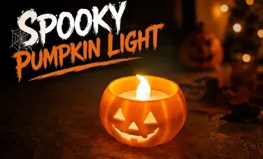 3D printed orange pumpkin tea light