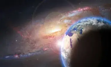 Planet in a galaxy in outer space.