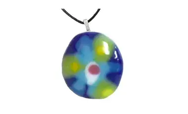 Blue fused glass pendant. 