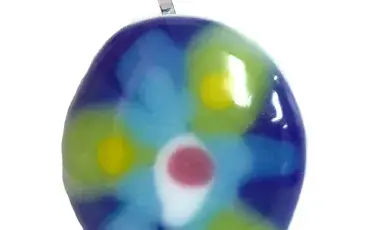 Blue fused glass pendant. 