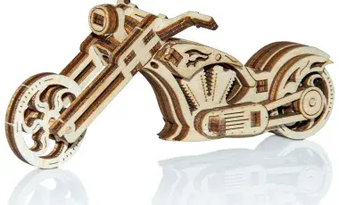 wooden puzzle of a motorcycle