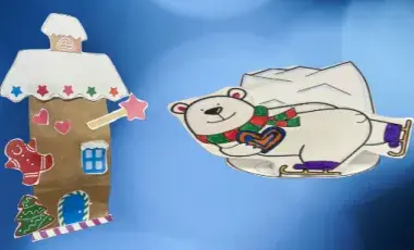 A paper house and paper bear