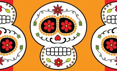 Colorful Day of the Dead skull illustration