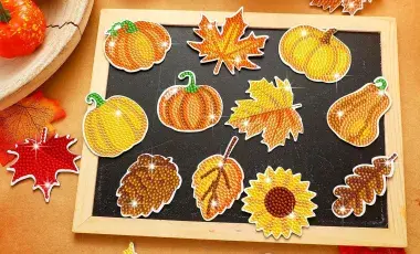 Assortment of fall themed diamond art magnets 