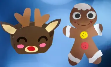 A reindeer headband and gingerbread man