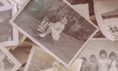 collection of aged photographs overlaying one another