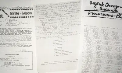 three pages of typed writing with annotations